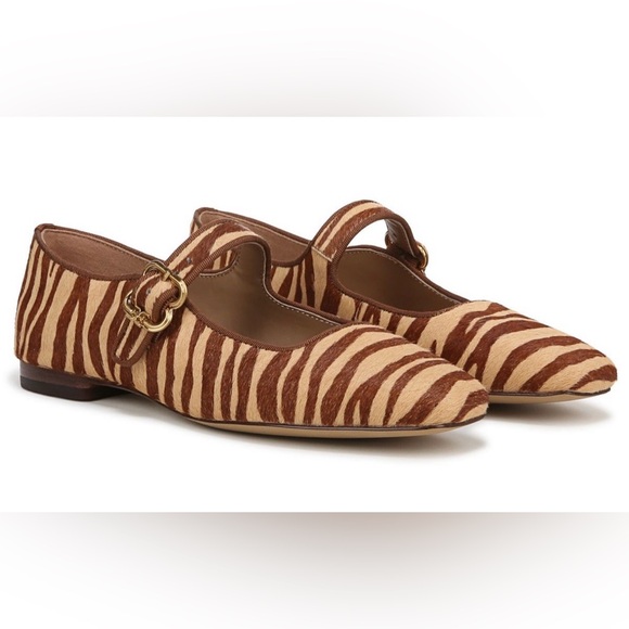 Sam Edelman Shoes - Sam Edelman Michaela Mary Jane Flats Zebra print cow hair fur Size 7.5 NWOT